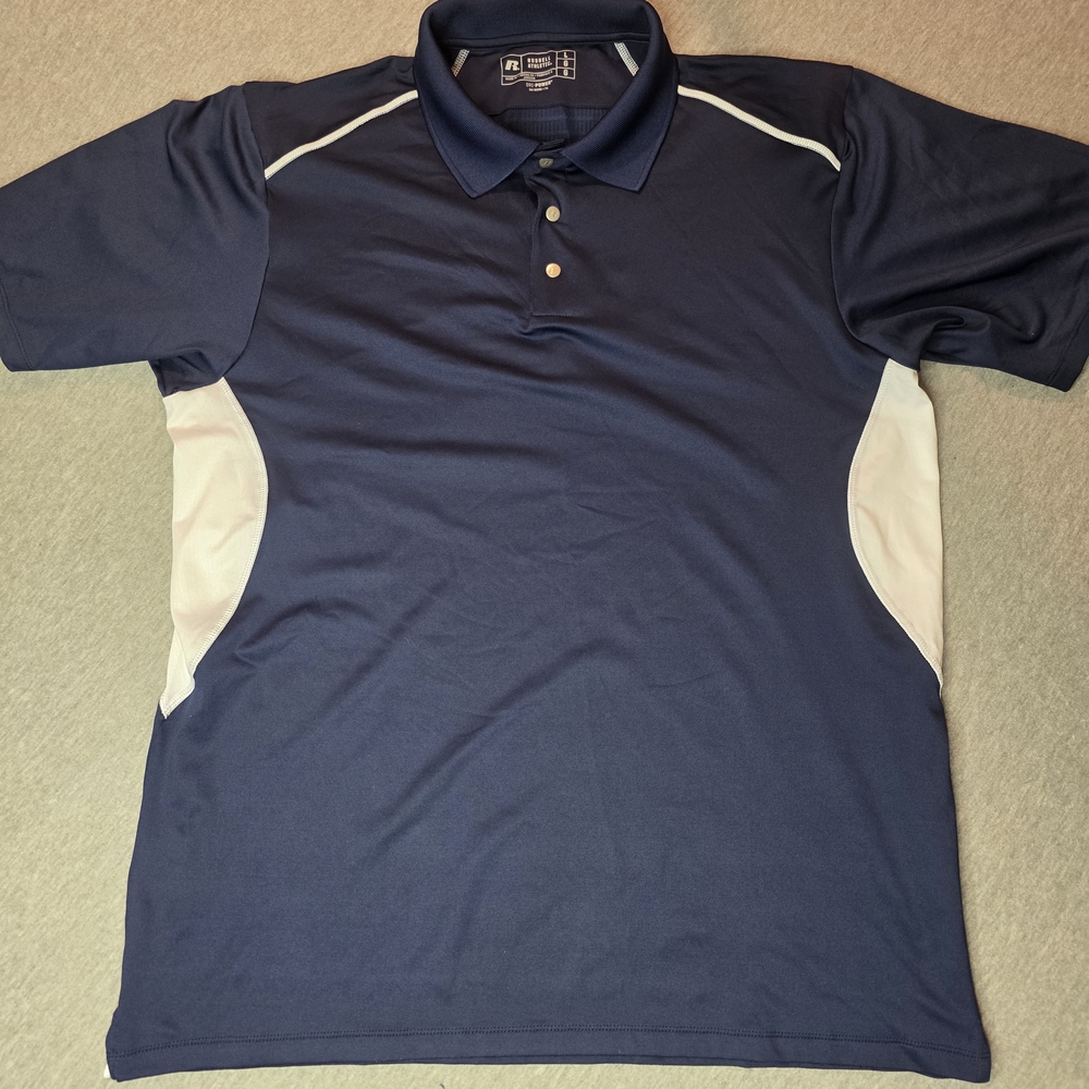 Russell Athletic Dark Blue Polo with White Panels Dri-Power